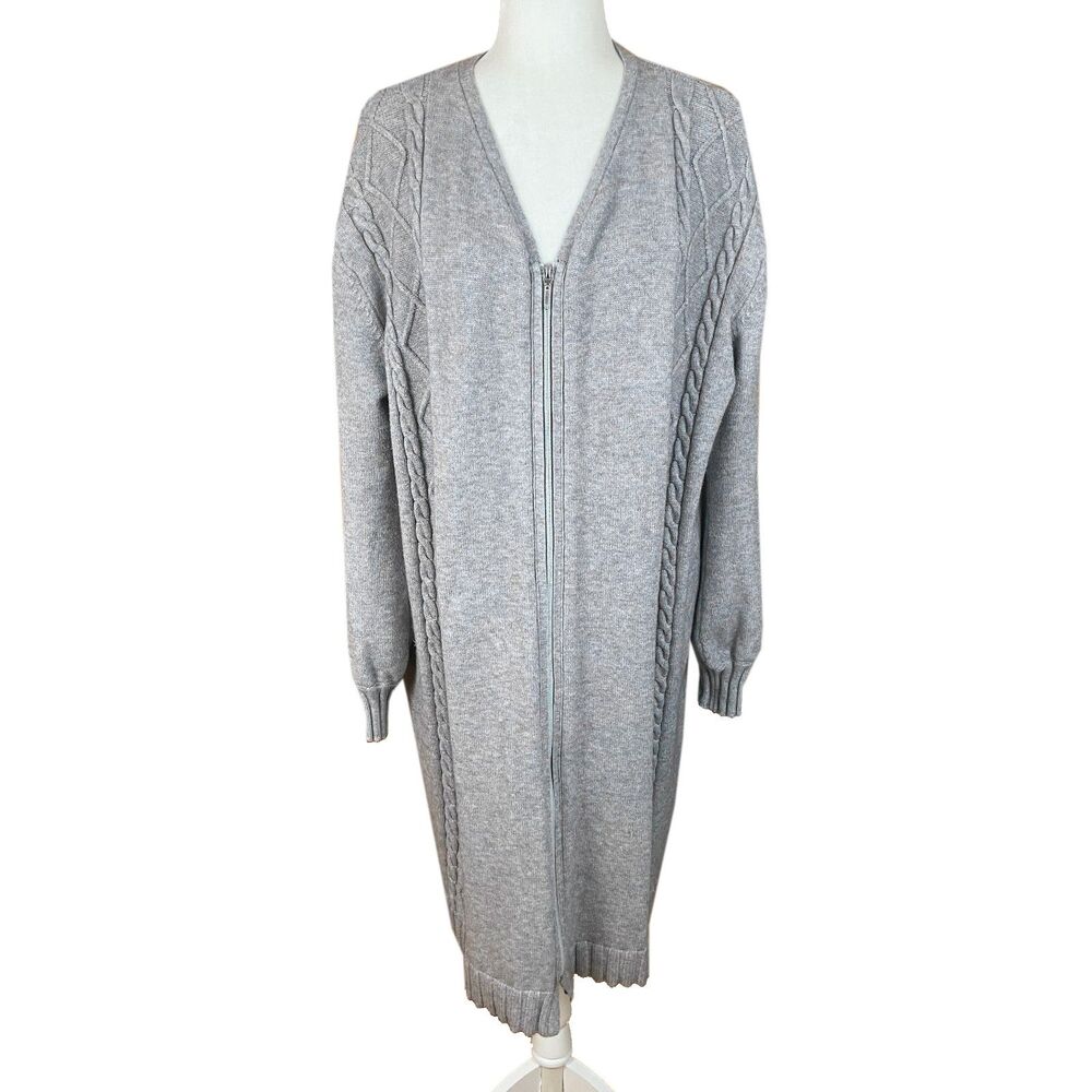 Seraphine Fearne Zip Cardigan Sweater Size L Gray Knit Baby Carrying Compatible